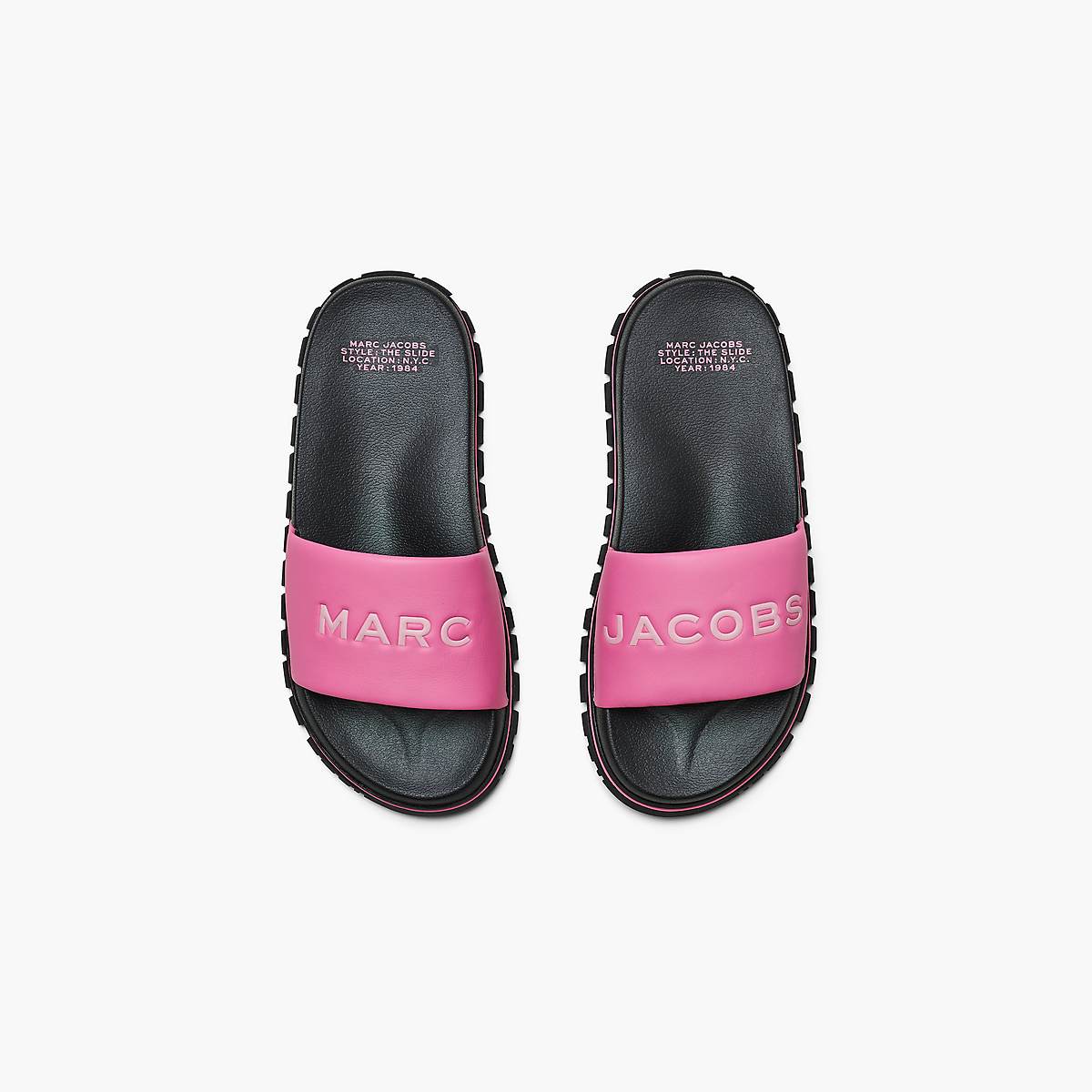 Women Marc Jacobs Leather Slides Pink | UK MJ4695-B94