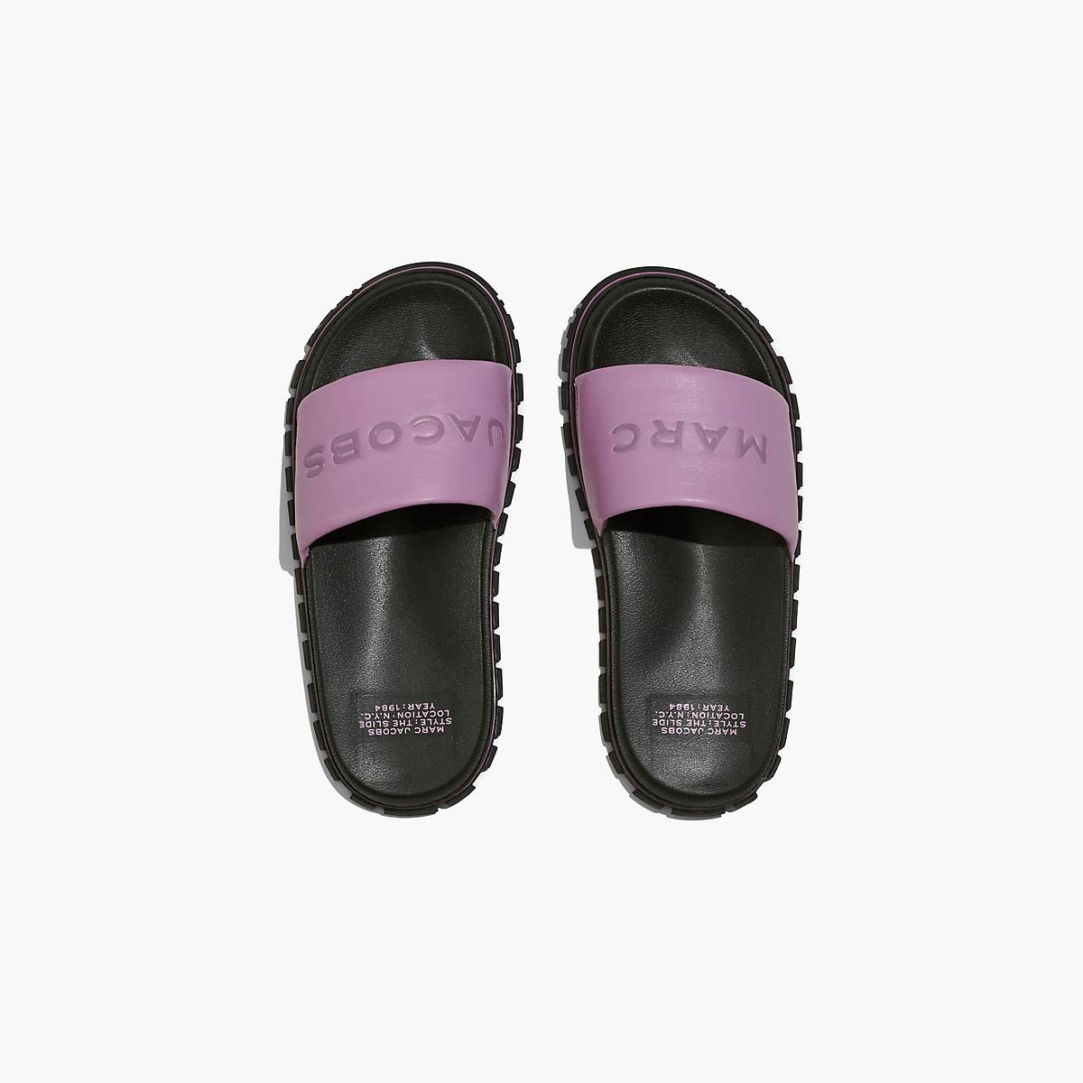 Women Marc Jacobs Leather Slides Purple | UK MJ7982-C09