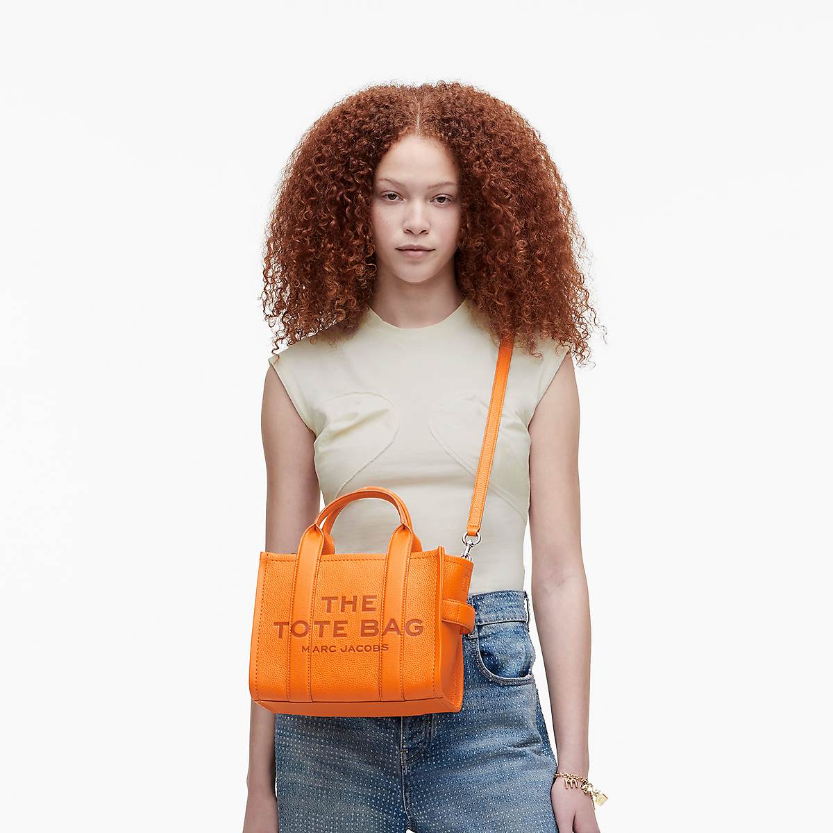 Women Marc Jacobs Leather Small Tote Bags Orange | UK MJ0947-O08