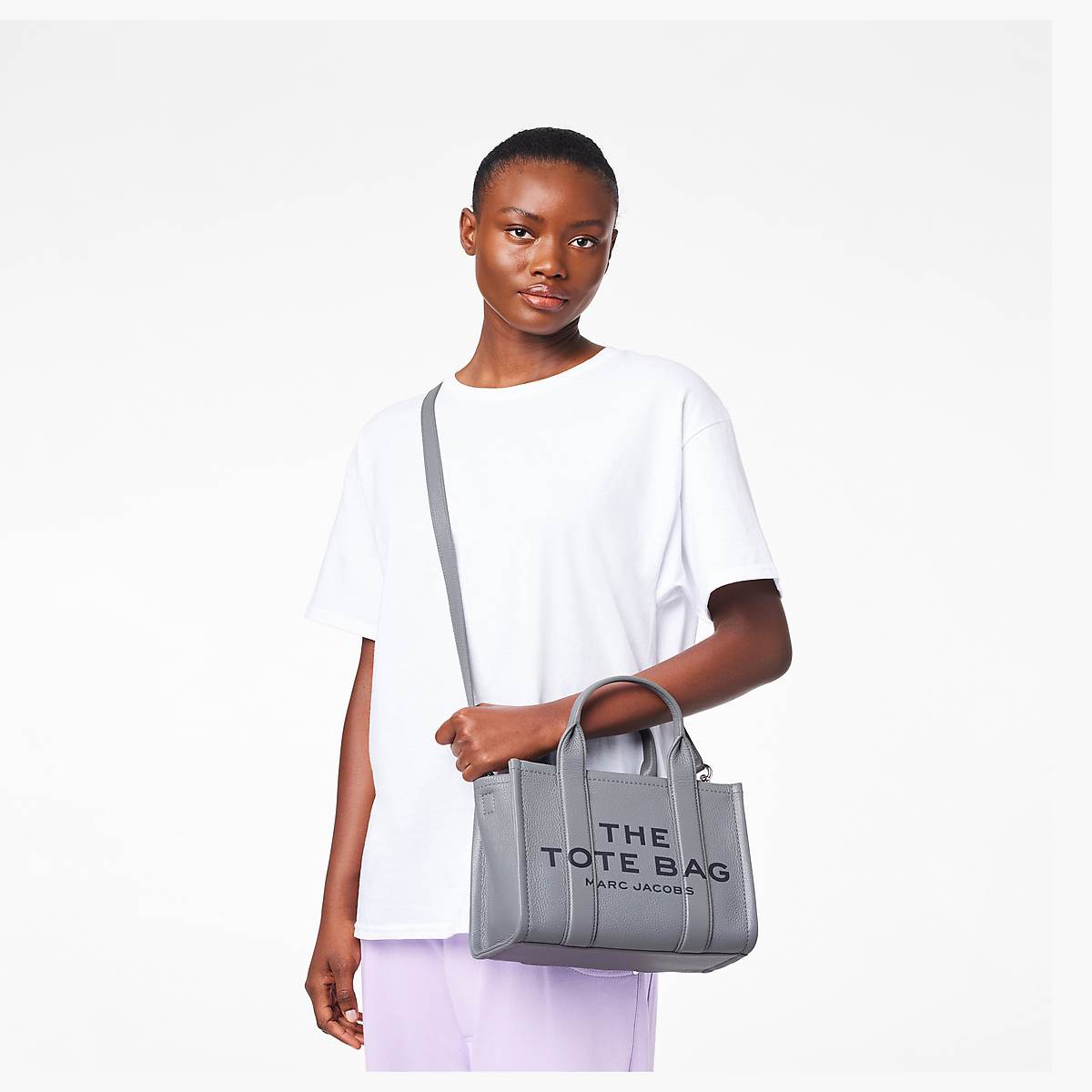 Women Marc Jacobs Leather Small Tote Bags Grey | UK MJ7583-S68