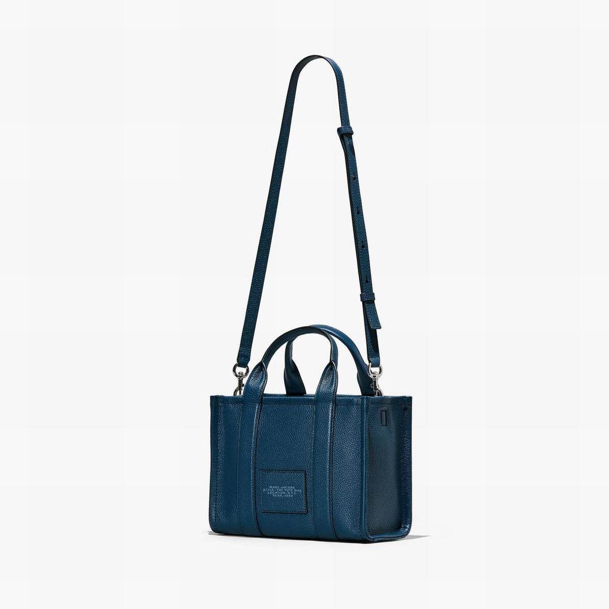 Women Marc Jacobs Leather Small Tote Bags Blue | UK MJ5280-B23