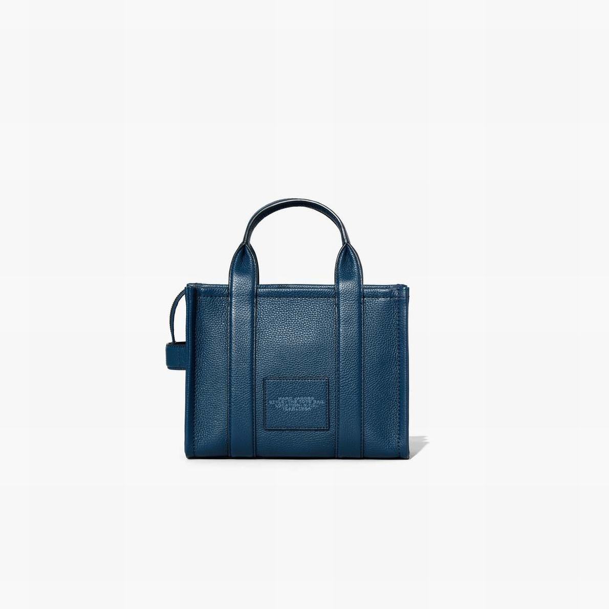 Women Marc Jacobs Leather Small Tote Bags Blue | UK MJ5280-B23