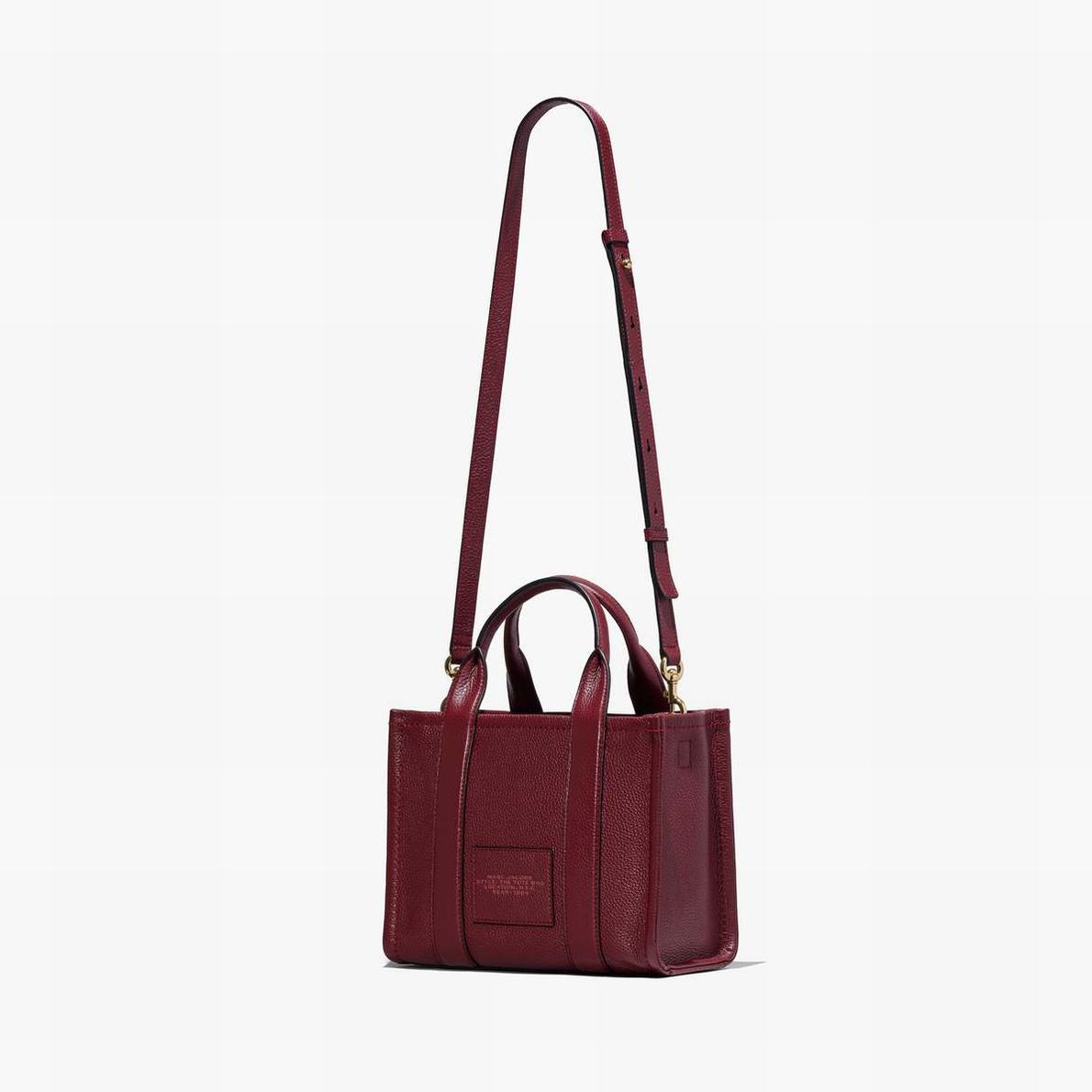 Women Marc Jacobs Leather Small Tote Bags Burgundy | UK MJ3542-N40