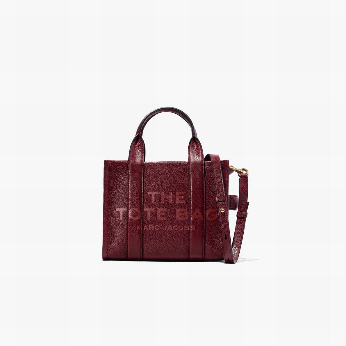 Women Marc Jacobs Leather Small Tote Bags Burgundy | UK MJ3542-N40