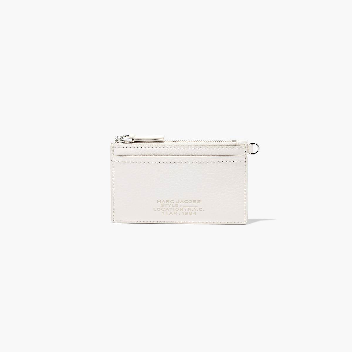 Women Marc Jacobs Leather Top Zip Wristlet Wallets White | UK MJ4039-S72