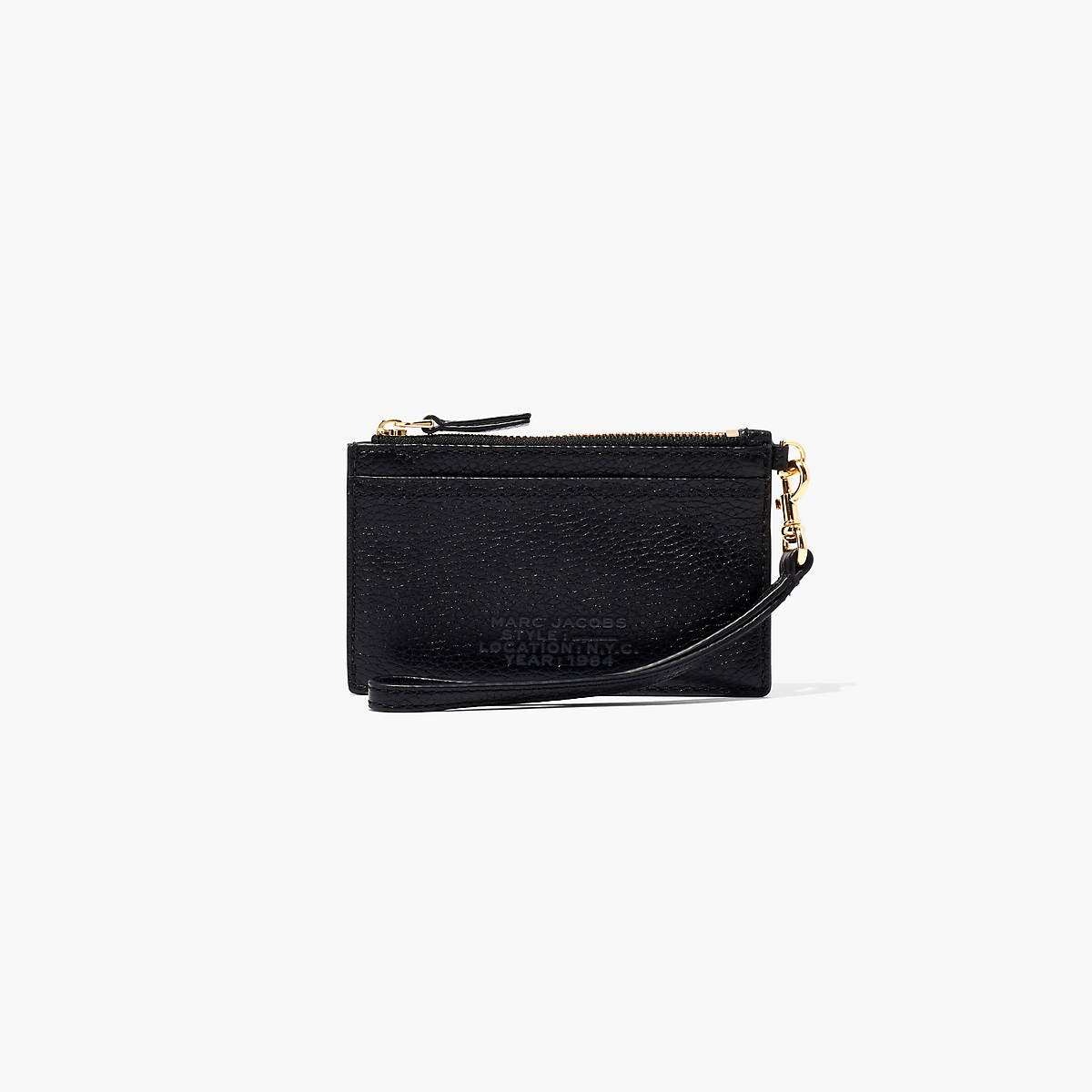 Women Marc Jacobs Leather Top Zip Wristlet Wallets Black | UK MJ1840-D72