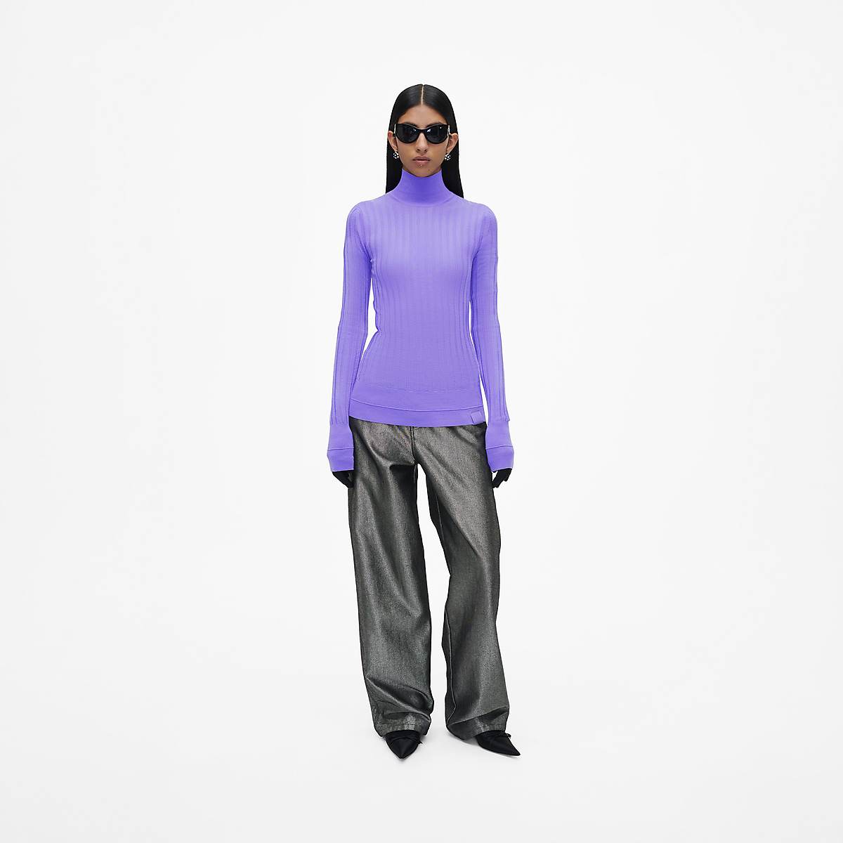 Women Marc Jacobs Lightweight Ribbed Turtleneck Tops Lavender | UK MJ7596-J83