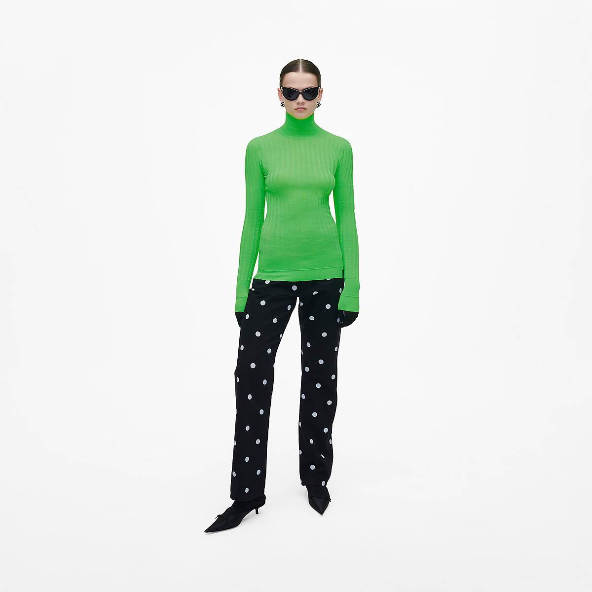 Women Marc Jacobs Lightweight Ribbed Turtleneck Tops Green | UK MJ3190-K74