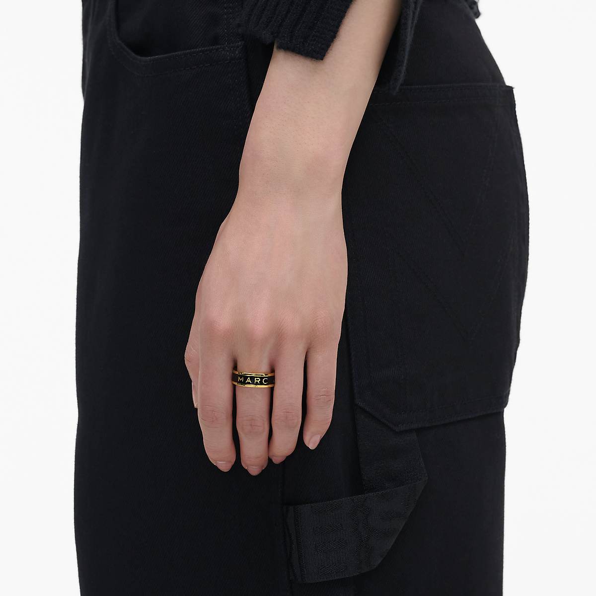 Women Marc Jacobs Marc Jacobs Enamel Rings Gold / Black | UK MJ3590-S98