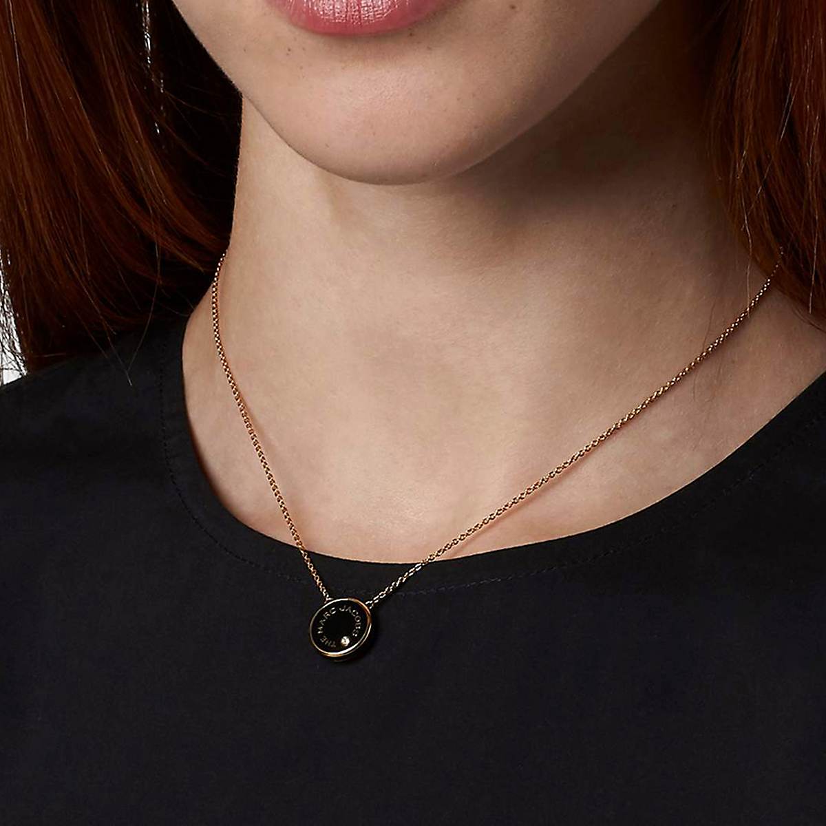 Women Marc Jacobs Medallion Pendant Necklaces Black / Gold | UK MJ0867-Q18