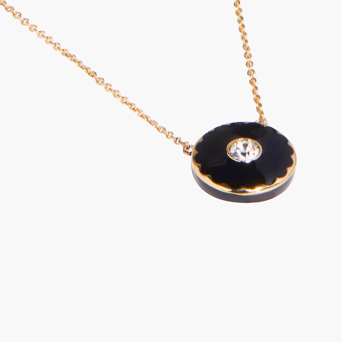 Women Marc Jacobs Medallion Pendant Necklaces Black / Gold | UK MJ0867-Q18