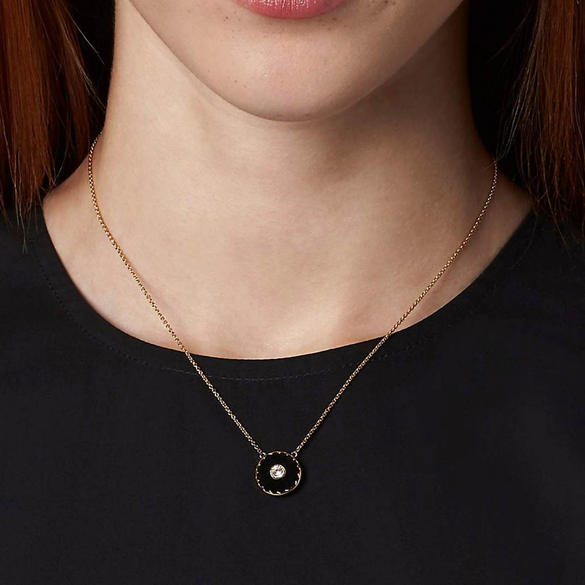 Women Marc Jacobs Medallion Pendant Necklaces Black / Gold | UK MJ0867-Q18