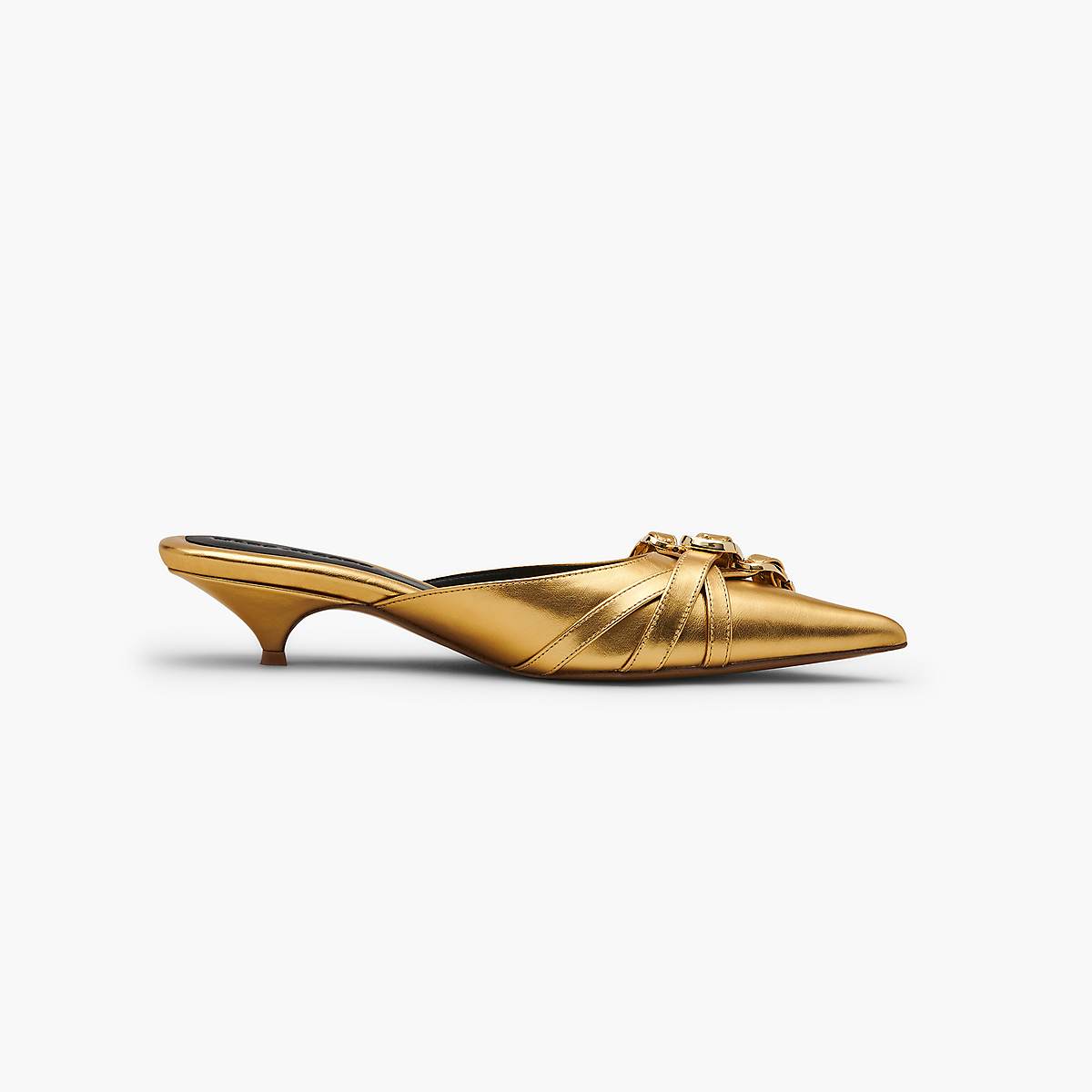 Women Marc Jacobs Metallic J Marc Buckle Kitten Heels Gold | UK MJ0962-L92