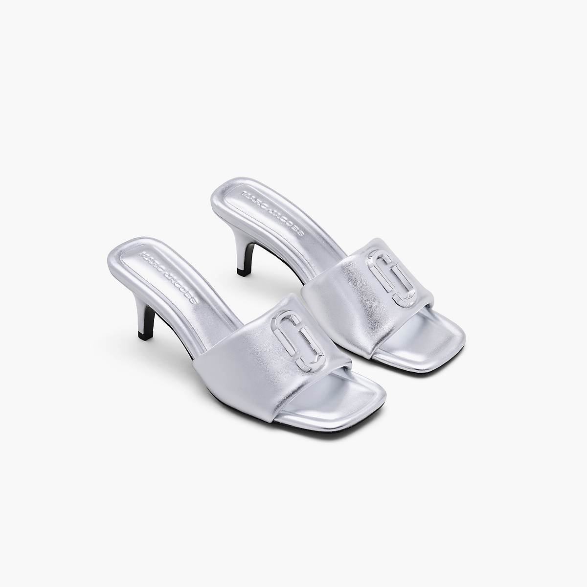 Women Marc Jacobs Metallic J Marc Heeled Sandals Silver | UK MJ1475-P45