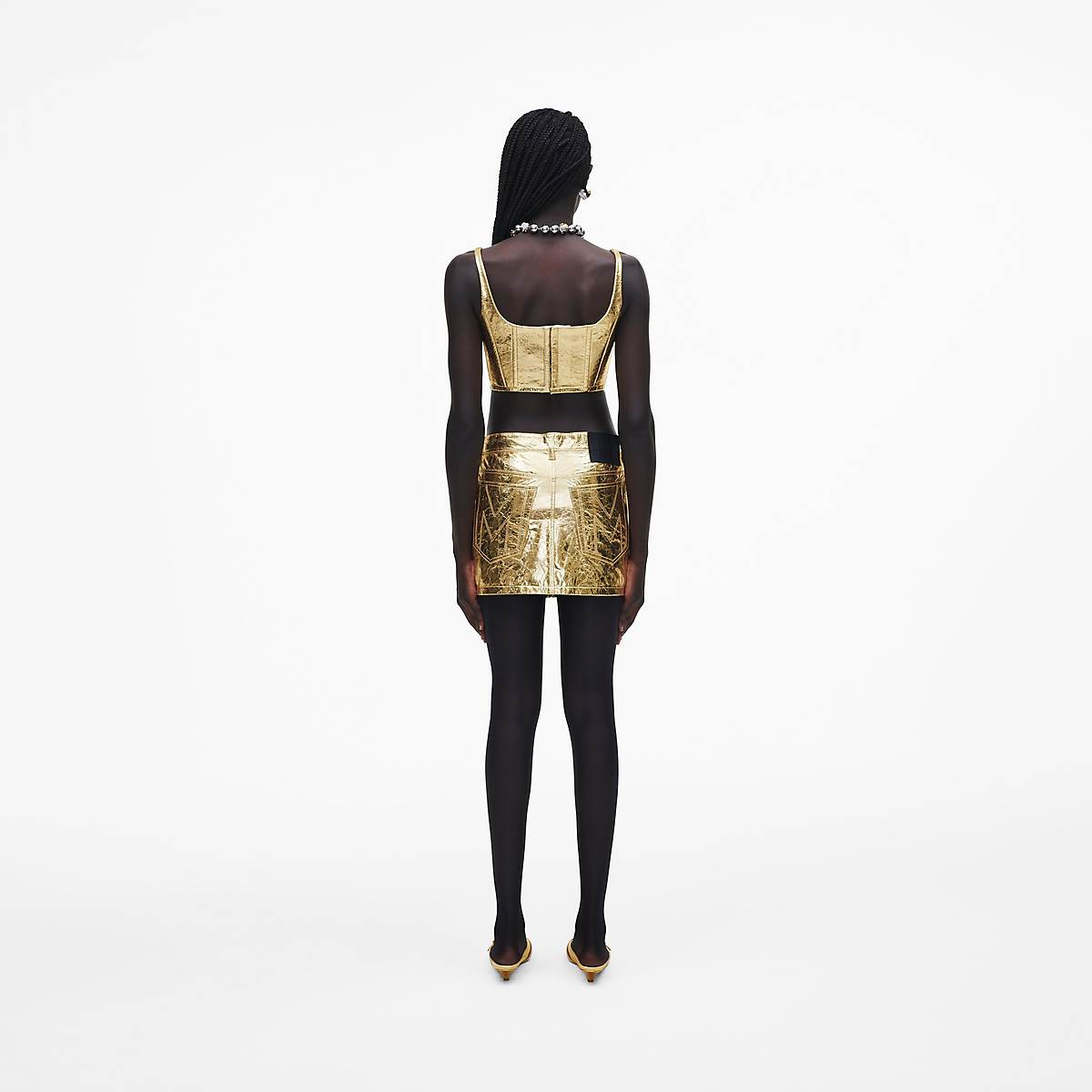 Women Marc Jacobs Metallic Mini Skirts Gold | UK MJ9025-L04