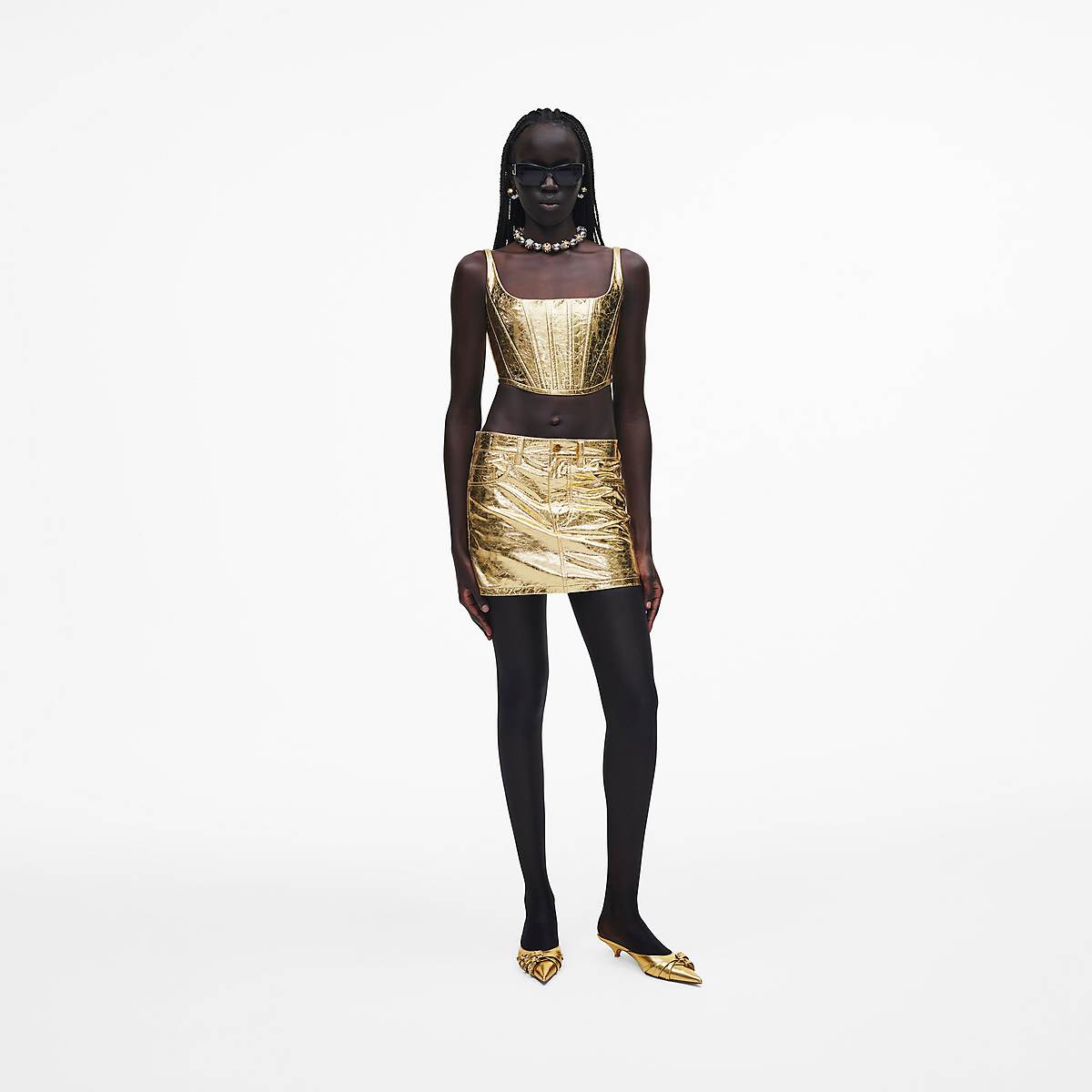 Women Marc Jacobs Metallic Mini Skirts Gold | UK MJ9025-L04