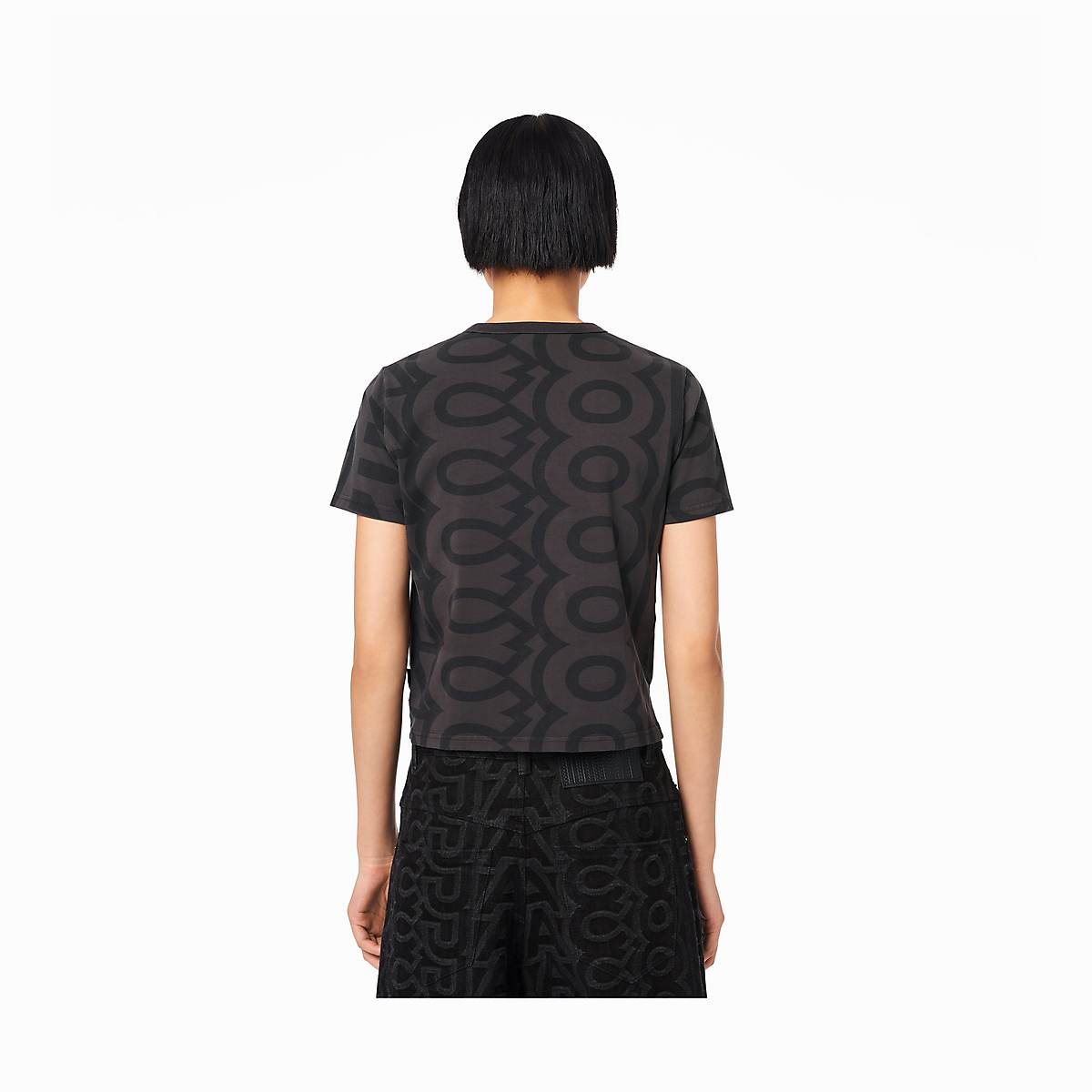 Women Marc Jacobs Monogram Baby T-Shirt Black / Grey | UK MJ9473-R92