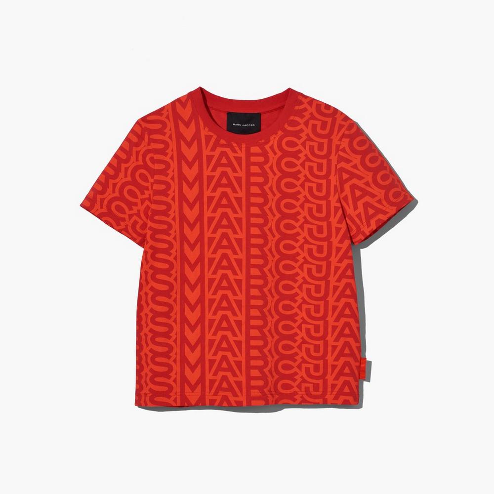 Women Marc Jacobs Monogram Baby Tee T-Shirt Orange | UK MJ1265-E81