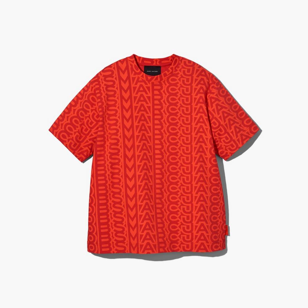 Women Marc Jacobs Monogram Big T-Shirt Orange | UK MJ2693-B17