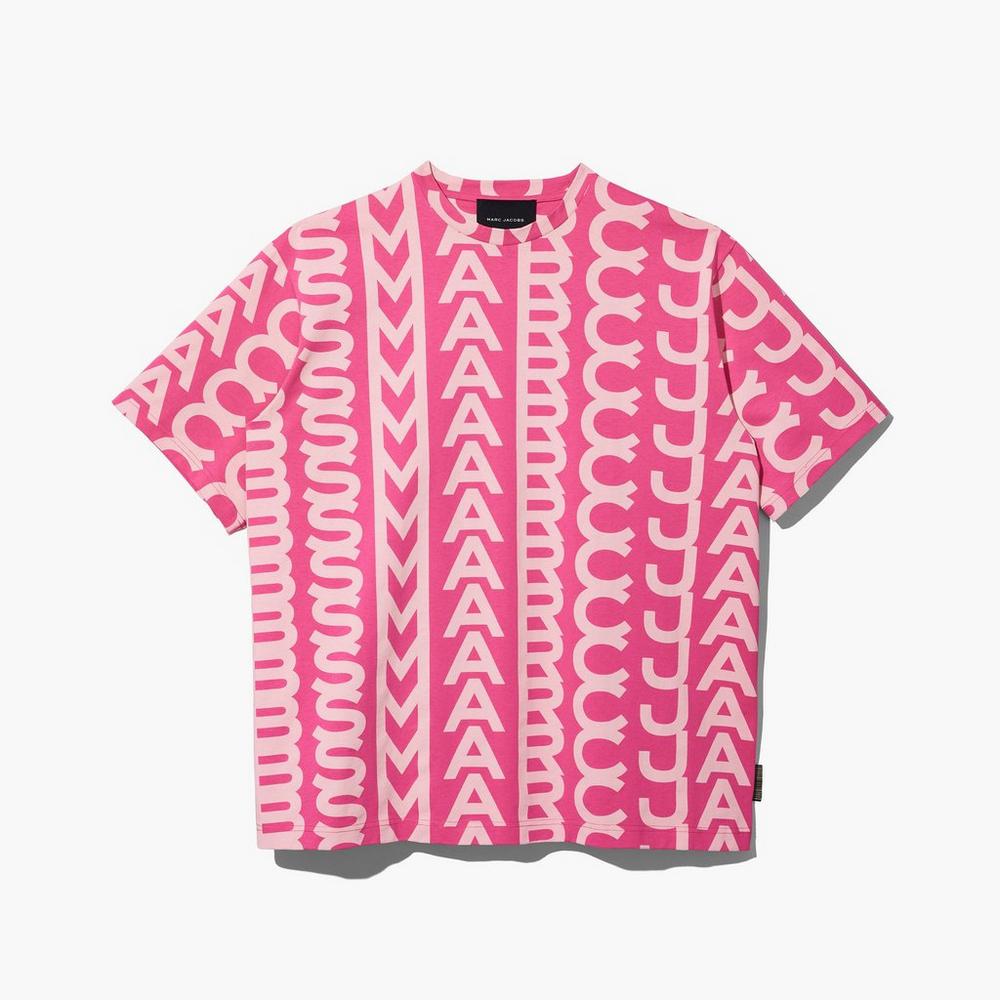 Women Marc Jacobs Monogram Big T-Shirt Pink | UK MJ2904-C37