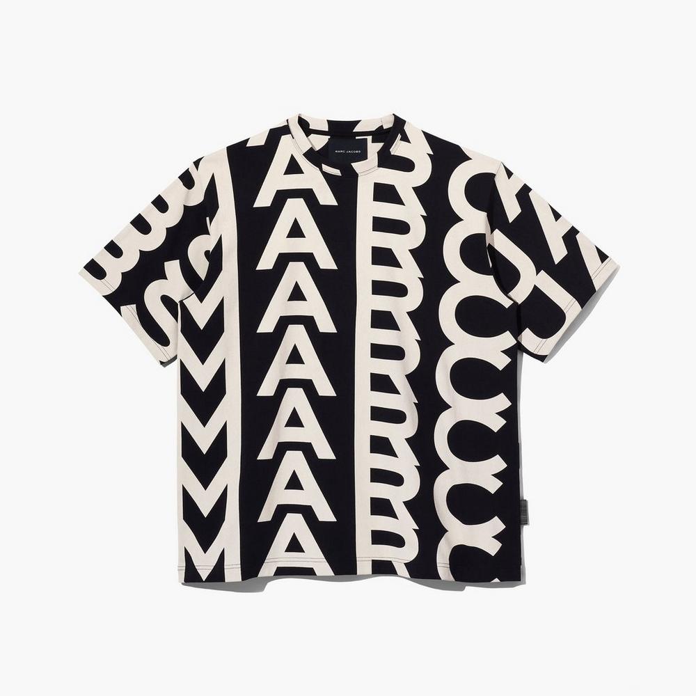 Women Marc Jacobs Monogram Big Tee T-Shirt Black / White | UK MJ1245-L91