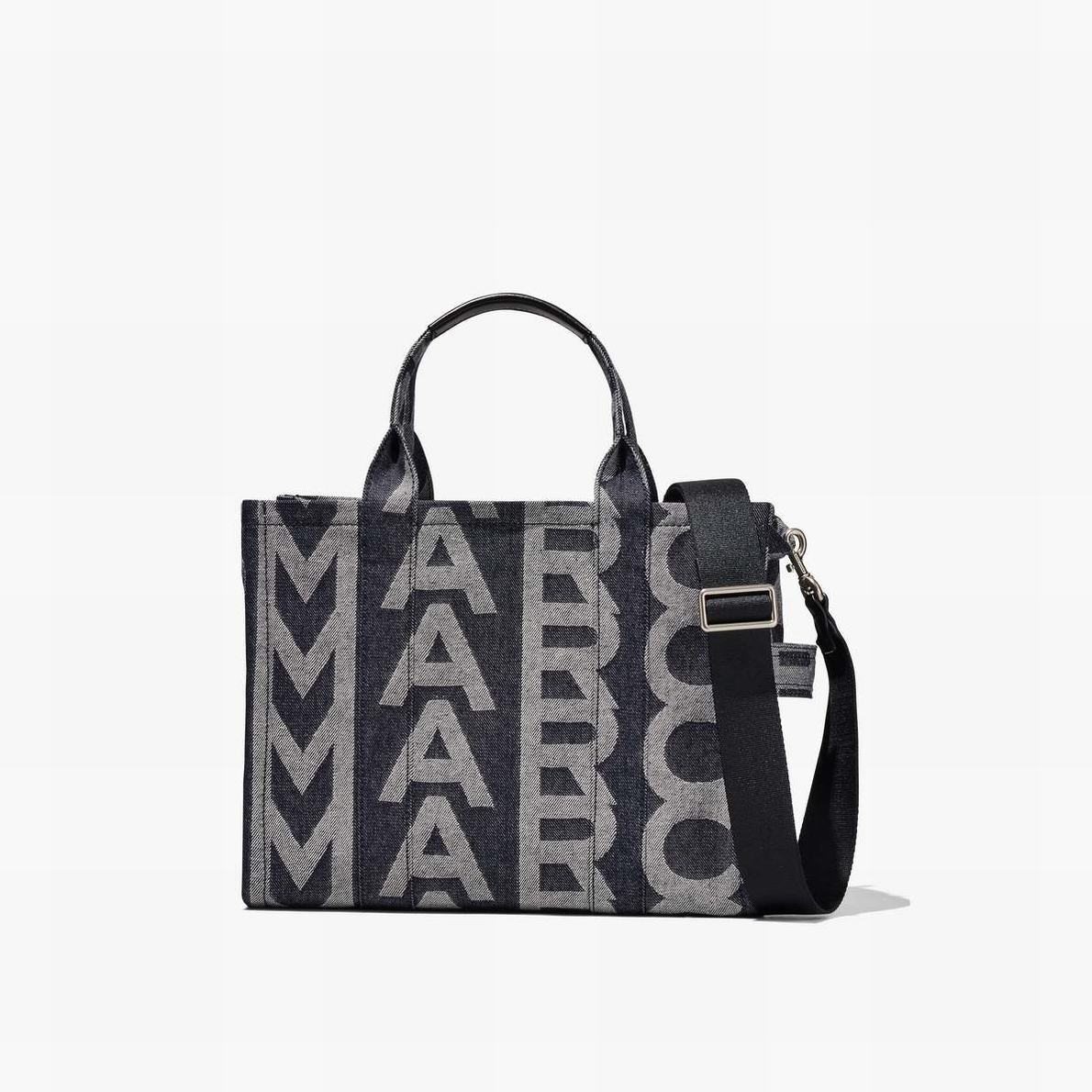 Women Marc Jacobs Monogram Denim Medium Tote Bags Blue | UK MJ5328-Q93