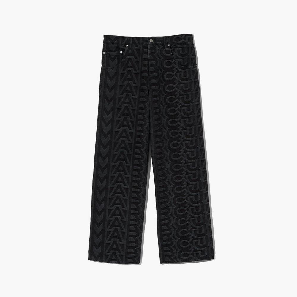 Women Marc Jacobs Monogram Denim Pants Black | UK MJ8794-E19