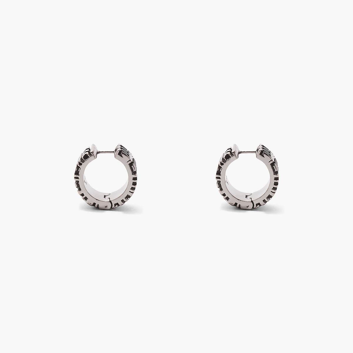 Women Marc Jacobs Monogram Engraved Hoops Earrings Silver | UK MJ0451-P43