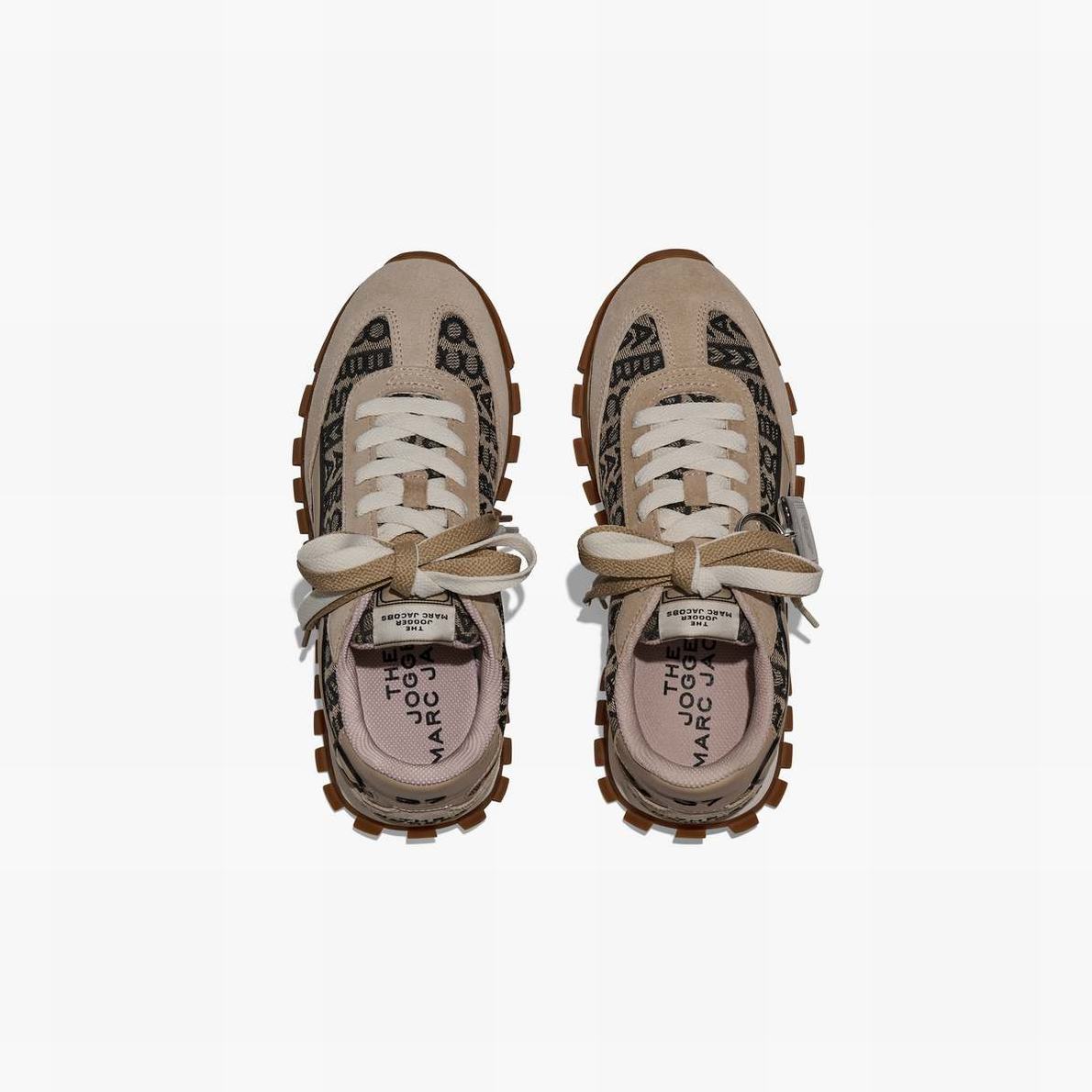 Women Marc Jacobs Monogram Jogger Trainers Beige | UK MJ9236-K85