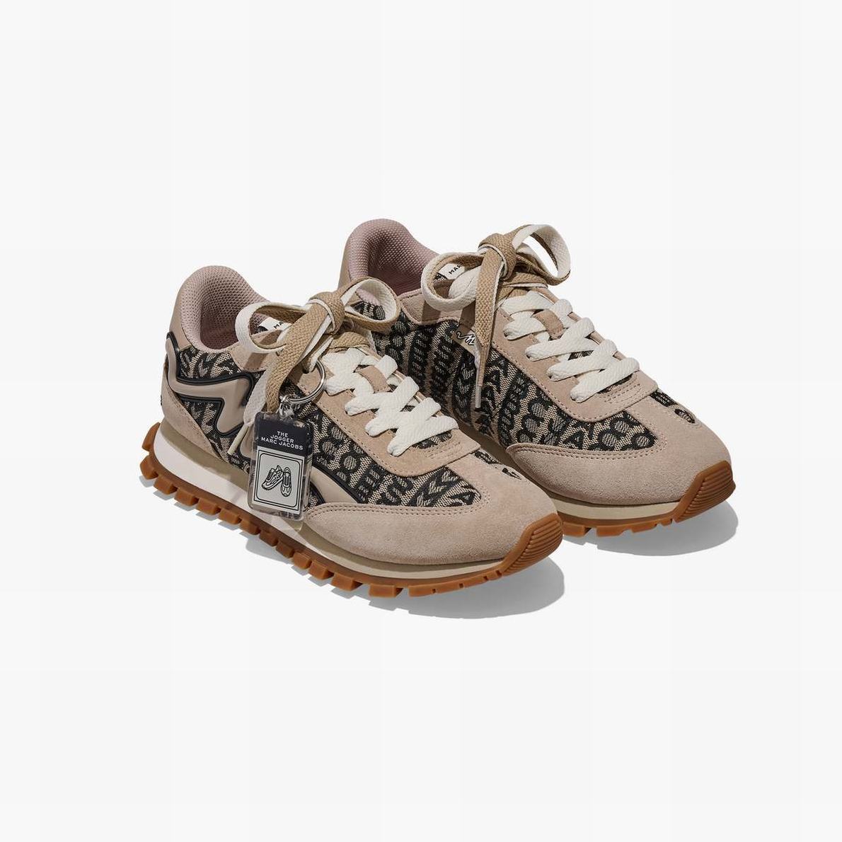 Women Marc Jacobs Monogram Jogger Trainers Beige | UK MJ9236-K85