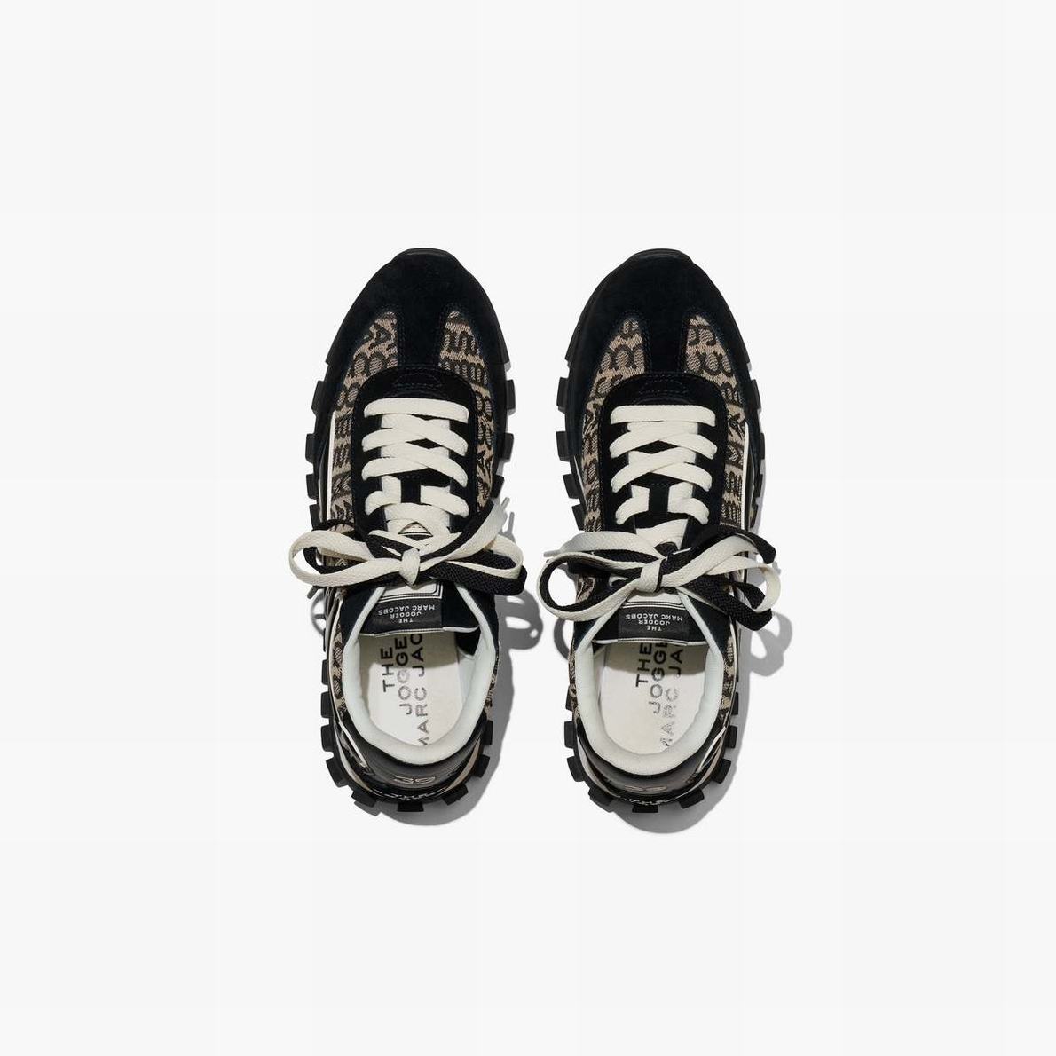 Women Marc Jacobs Monogram Jogger Trainers Black / White | UK MJ1927-L32