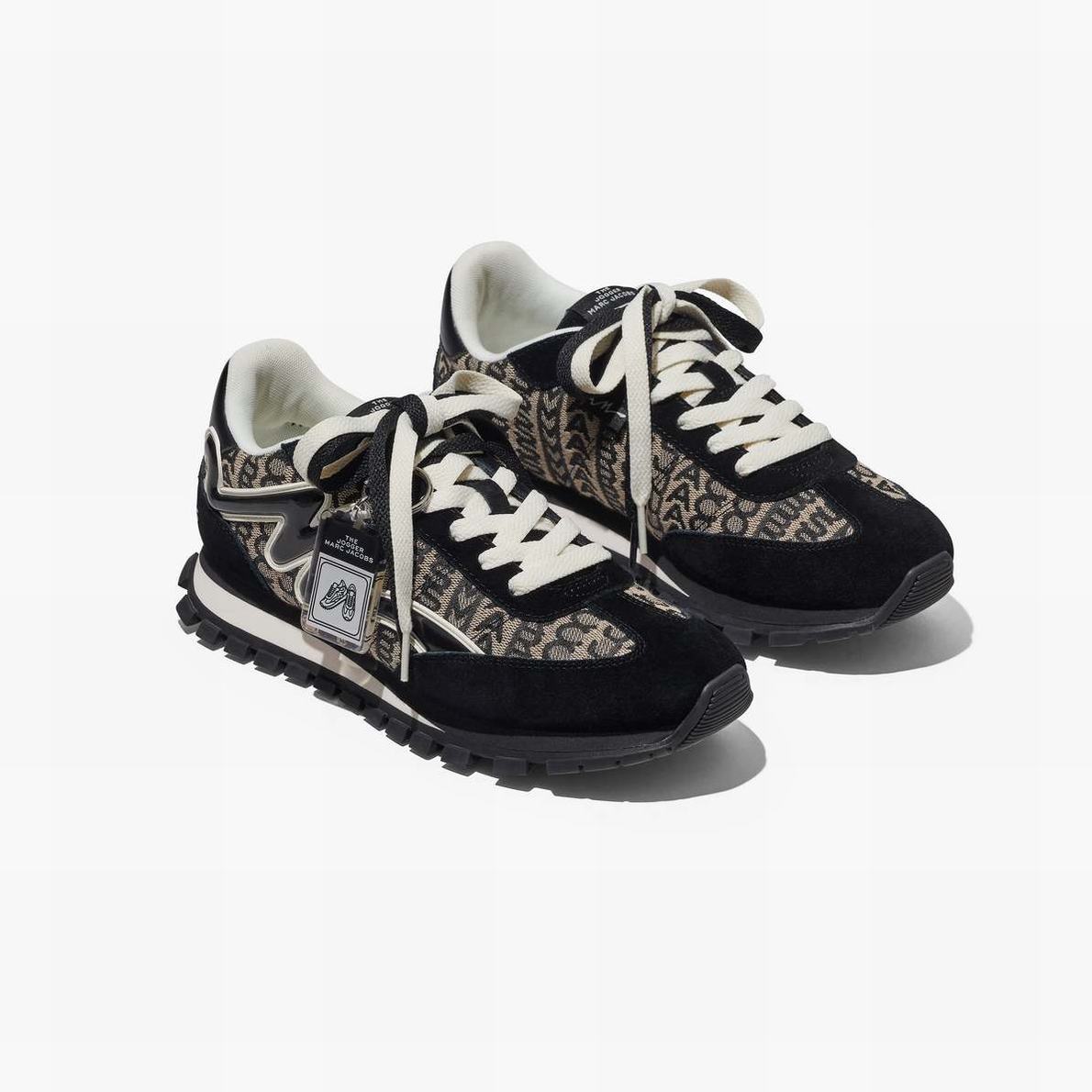 Women Marc Jacobs Monogram Jogger Trainers Black / White | UK MJ1927-L32