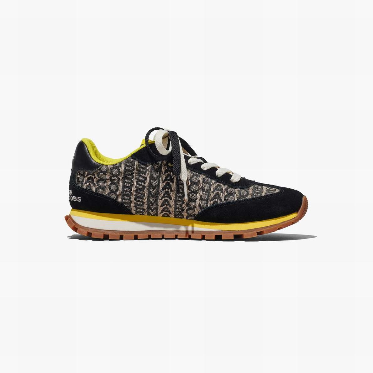 Women Marc Jacobs Monogram Jogger Trainers Black/Yellow | UK MJ3924-Z91