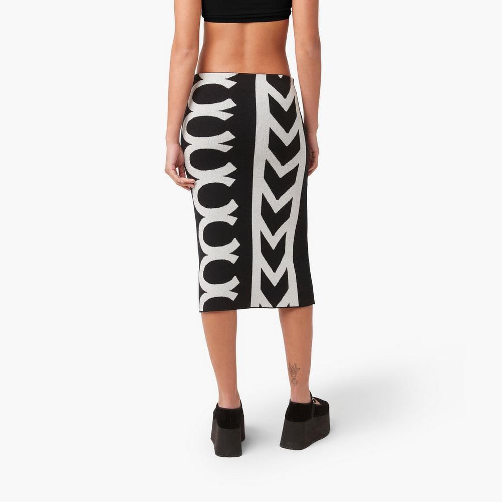 Women Marc Jacobs Monogram Knit Tube Skirts Black / White | UK MJ3057-N26