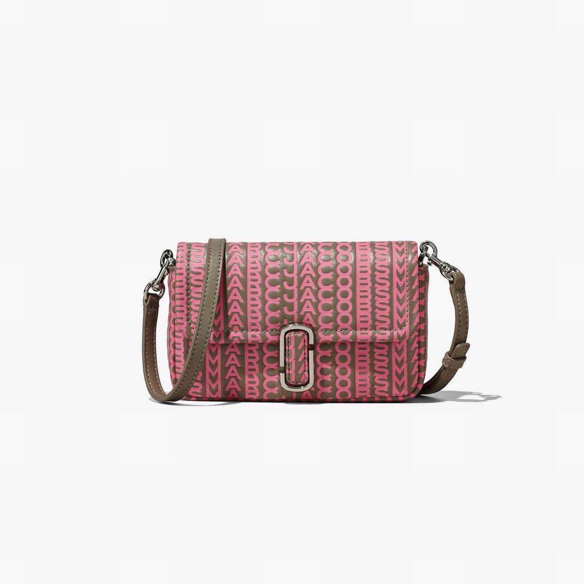 Women Marc Jacobs Monogram Leather J Marc Mini Shoulder Bags Pink | UK MJ0245-Y80