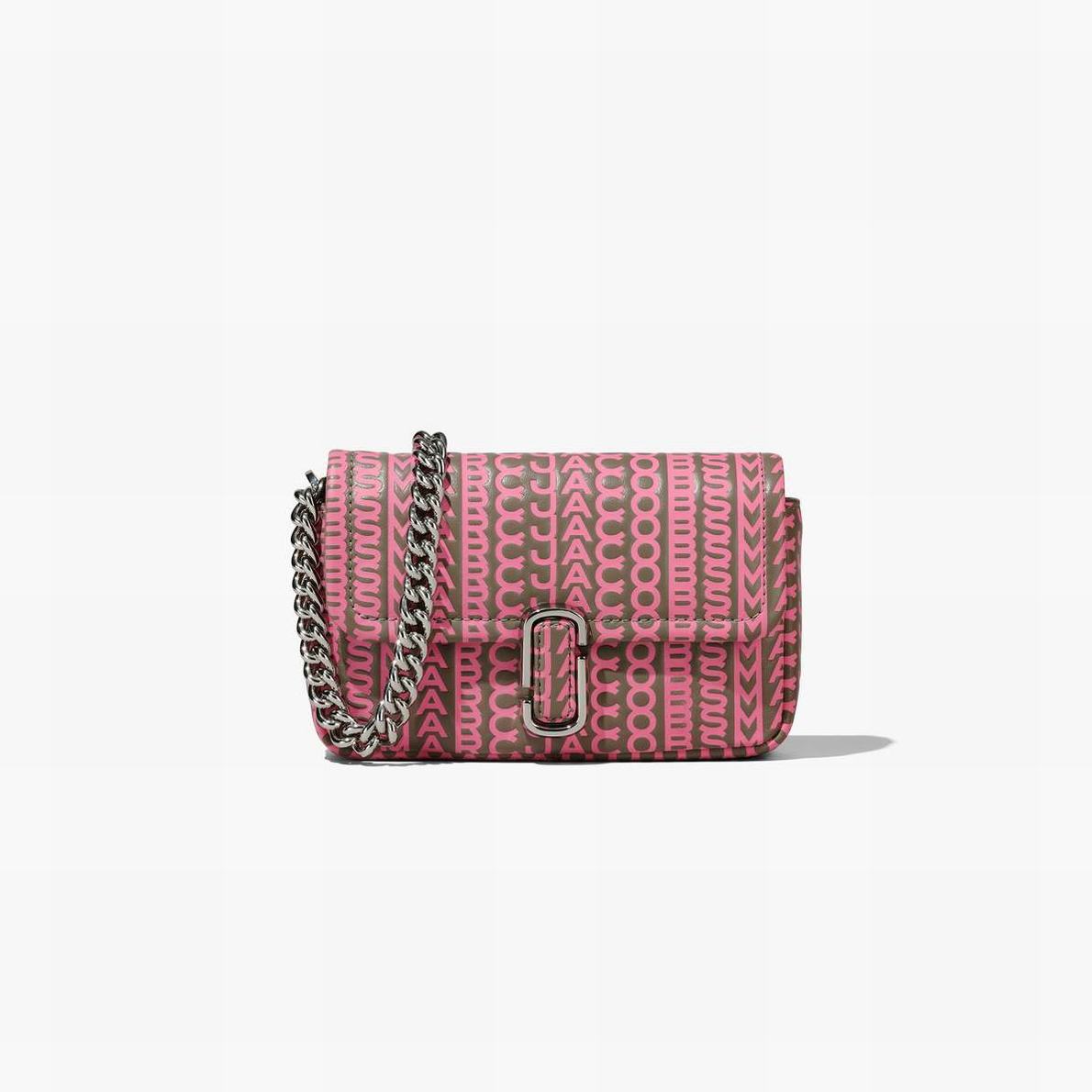 Women Marc Jacobs Monogram Leather J Marc Mini Shoulder Bags Pink | UK MJ0245-Y80