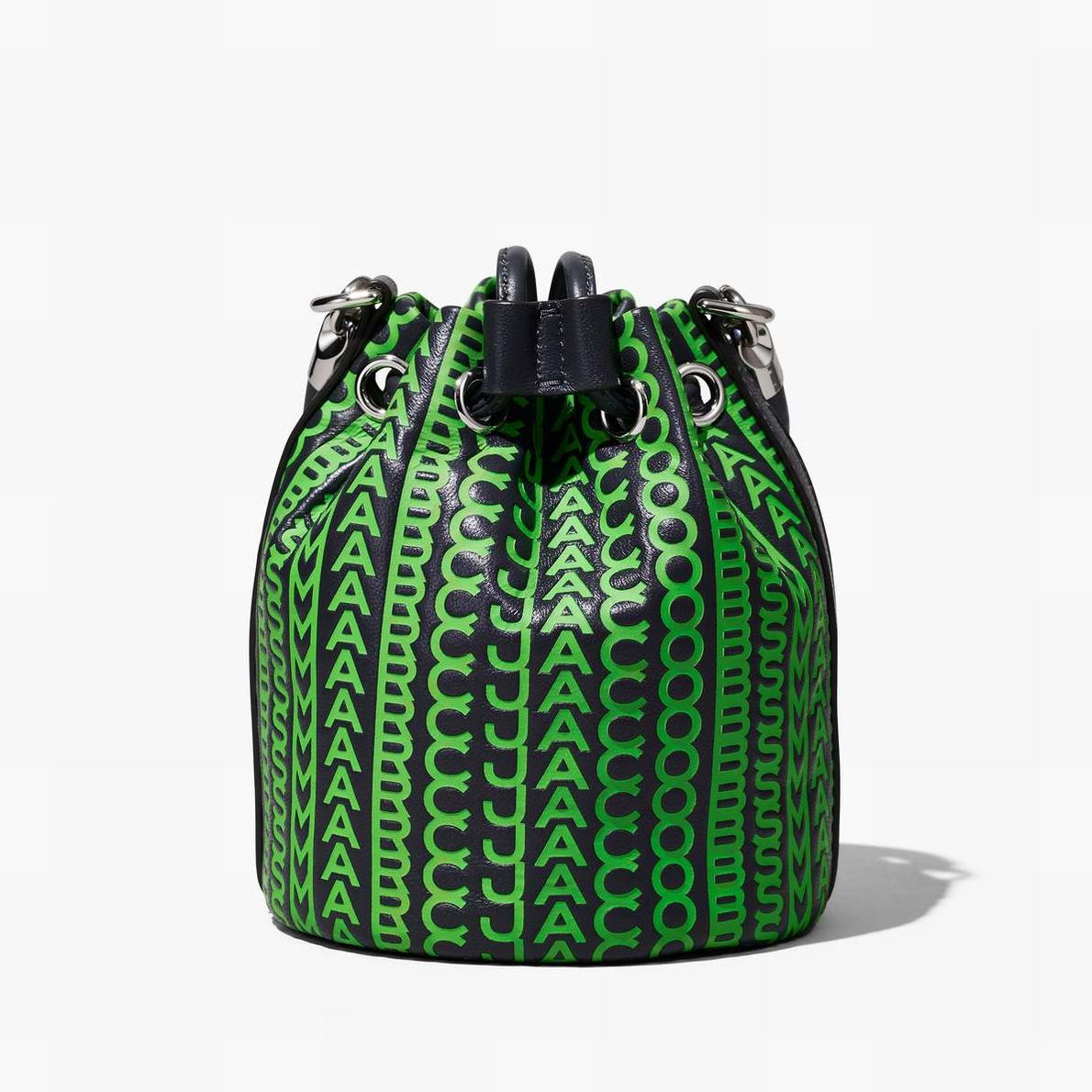 Women Marc Jacobs Monogram Leather Micro Bucket Bags Grey / Green | UK MJ4058-O18