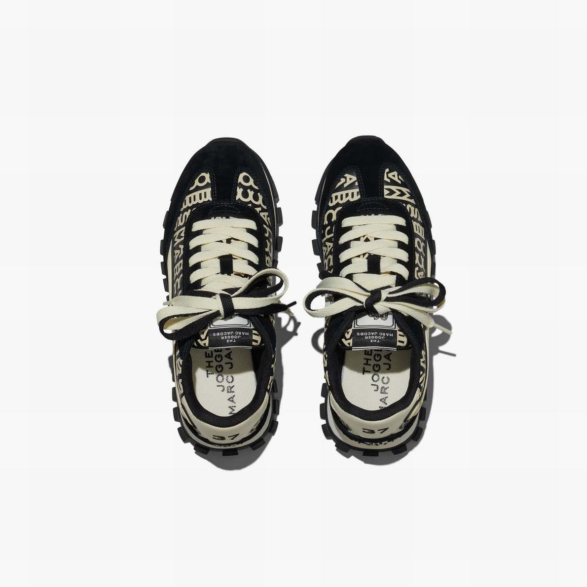 Women Marc Jacobs Monogram Leather Trainers Black / White | UK MJ5829-D24