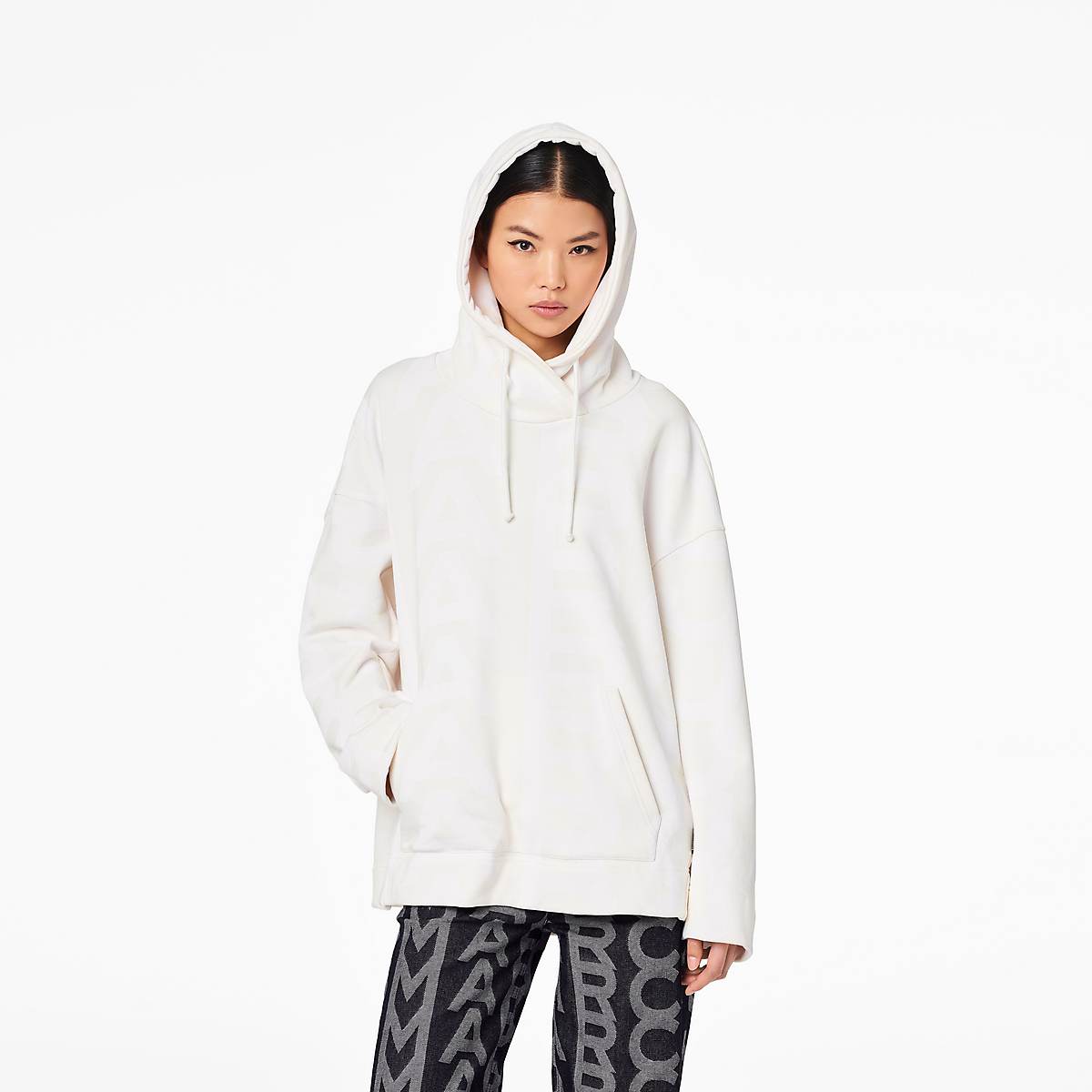 Women Marc Jacobs Monogram Oversized Hoodie White | UK MJ8294-F93