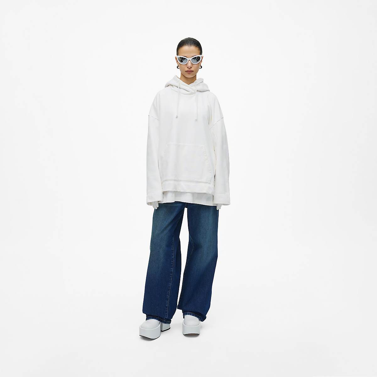 Women Marc Jacobs Monogram Oversized Hoodie White | UK MJ8294-F93