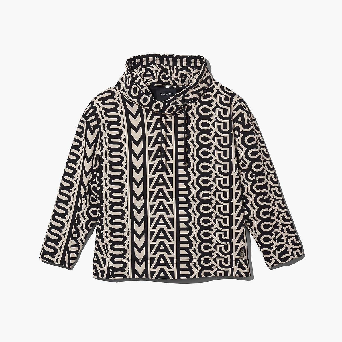 Women Marc Jacobs Monogram Oversized Hoodie Black / White | UK MJ7315-H71