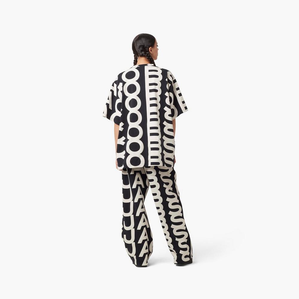 Women Marc Jacobs Monogram Oversized Sweatpants Black / White | UK MJ4659-U14