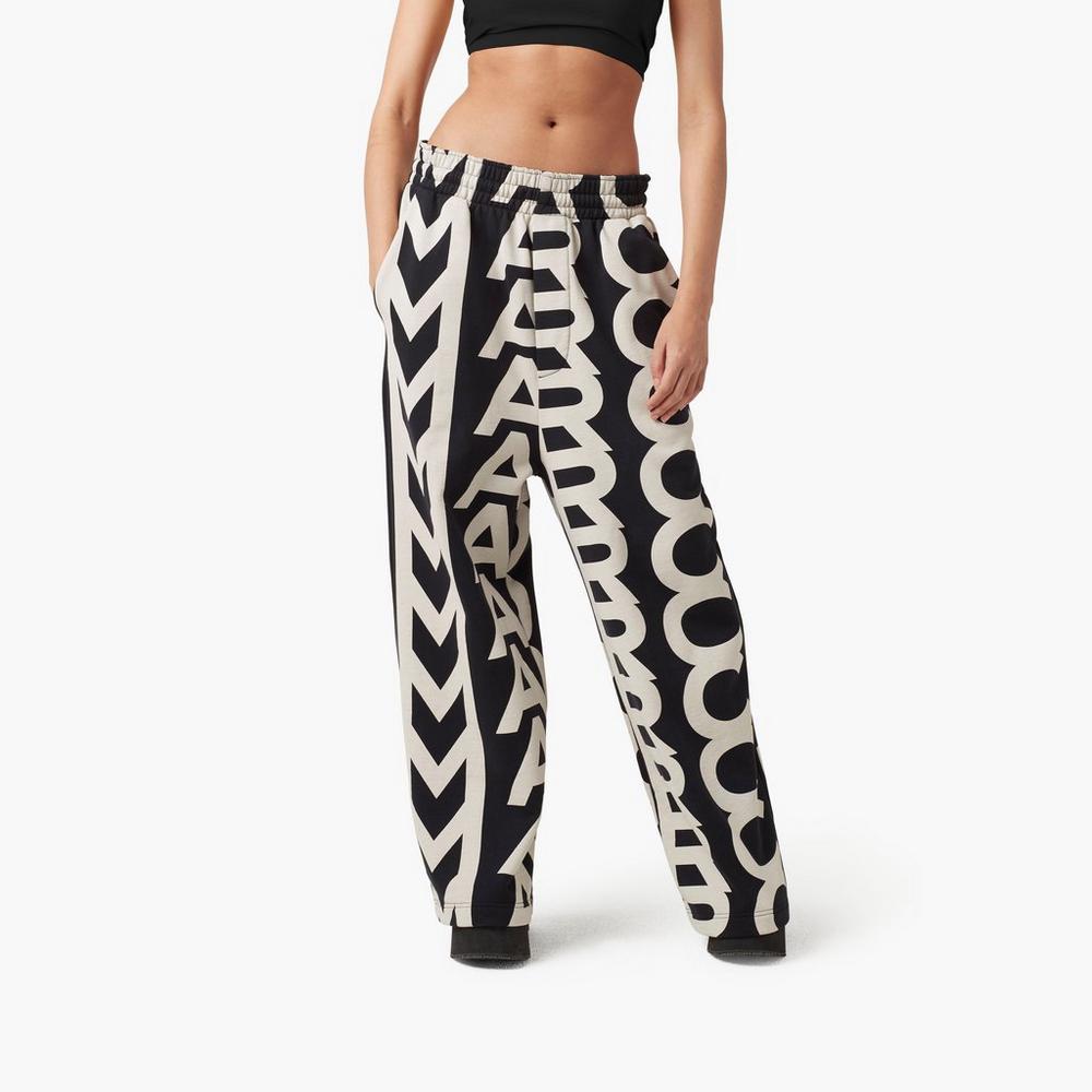 Women Marc Jacobs Monogram Oversized Sweatpants Black / White | UK MJ4659-U14