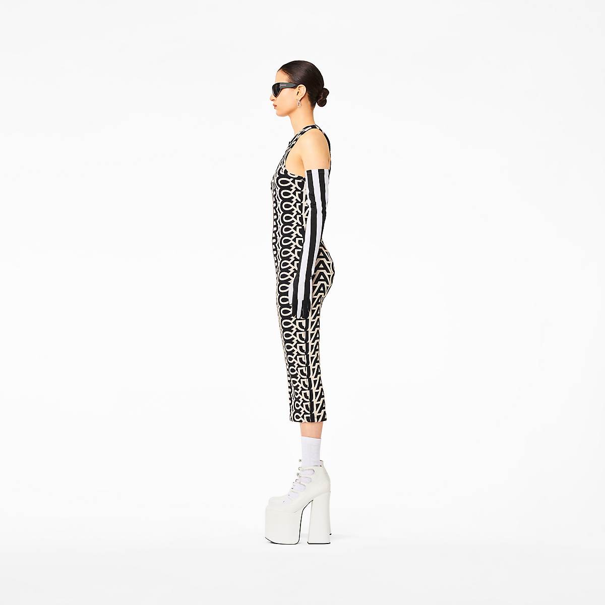 Women Marc Jacobs Monogram Racer Rib Dress Black / White | UK MJ8325-D24