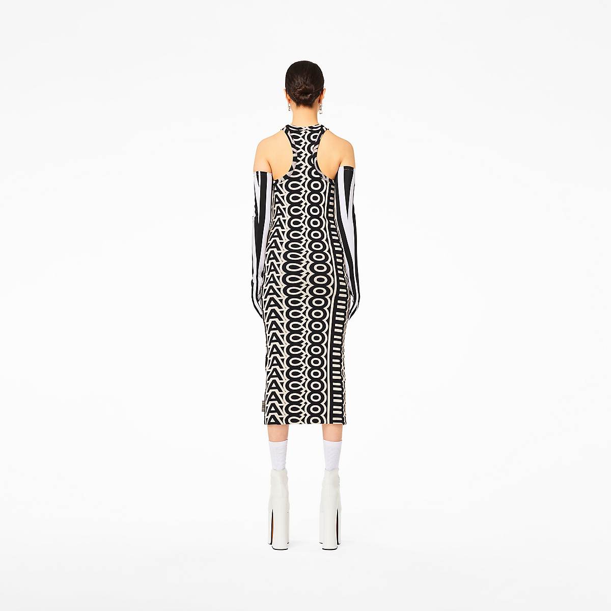 Women Marc Jacobs Monogram Racer Rib Dress Black / White | UK MJ8325-D24