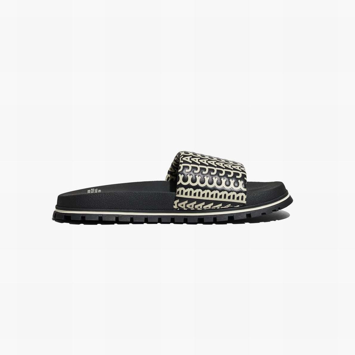 Women Marc Jacobs Monogram Slides Black / White | UK MJ1852-X32