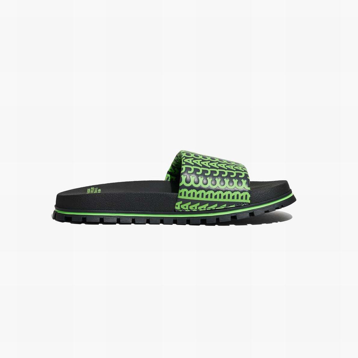 Women Marc Jacobs Monogram Slides Grey / Green | UK MJ5380-C19