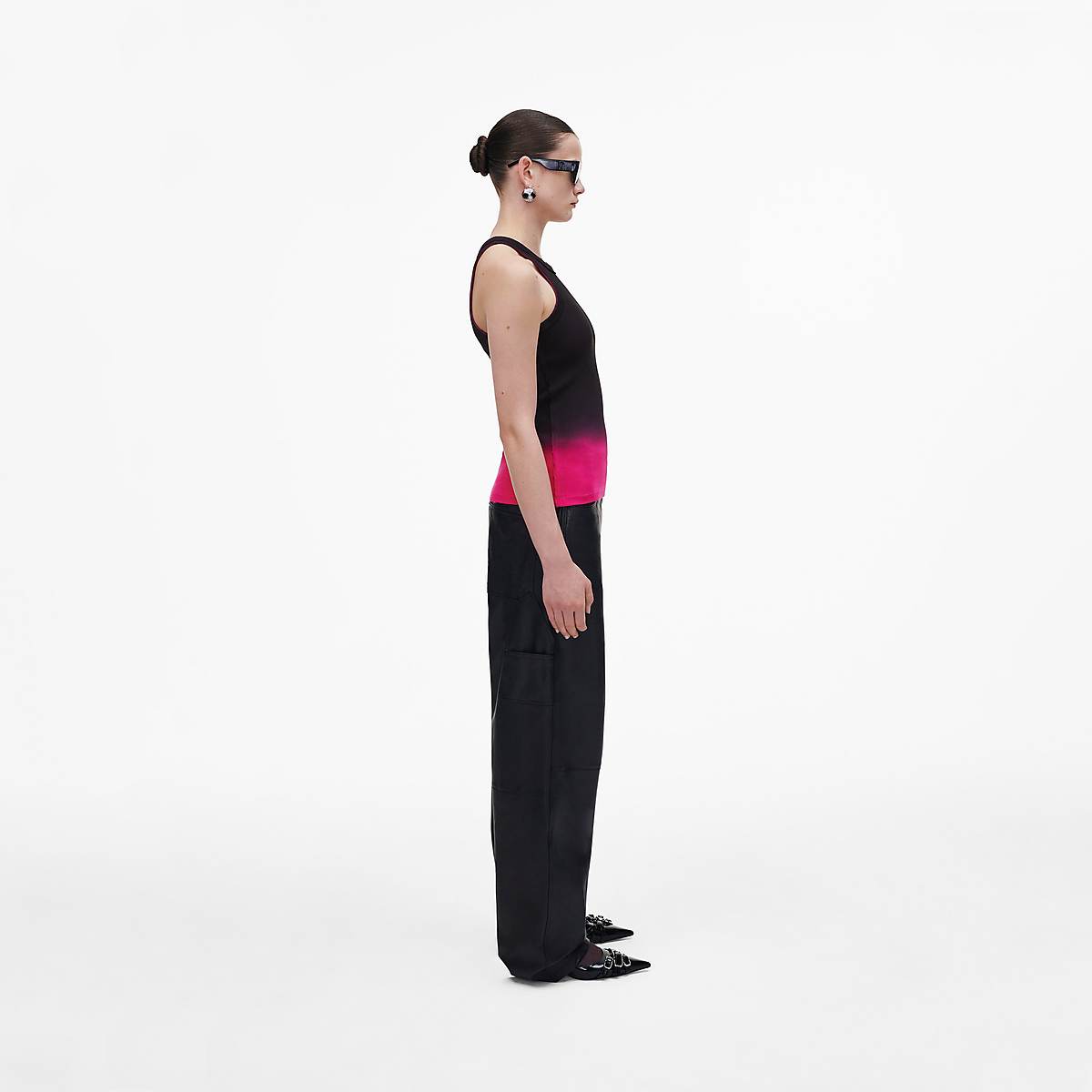 Women Marc Jacobs Ombré Spray Rib Tanks Black / Pink | UK MJ6095-V82