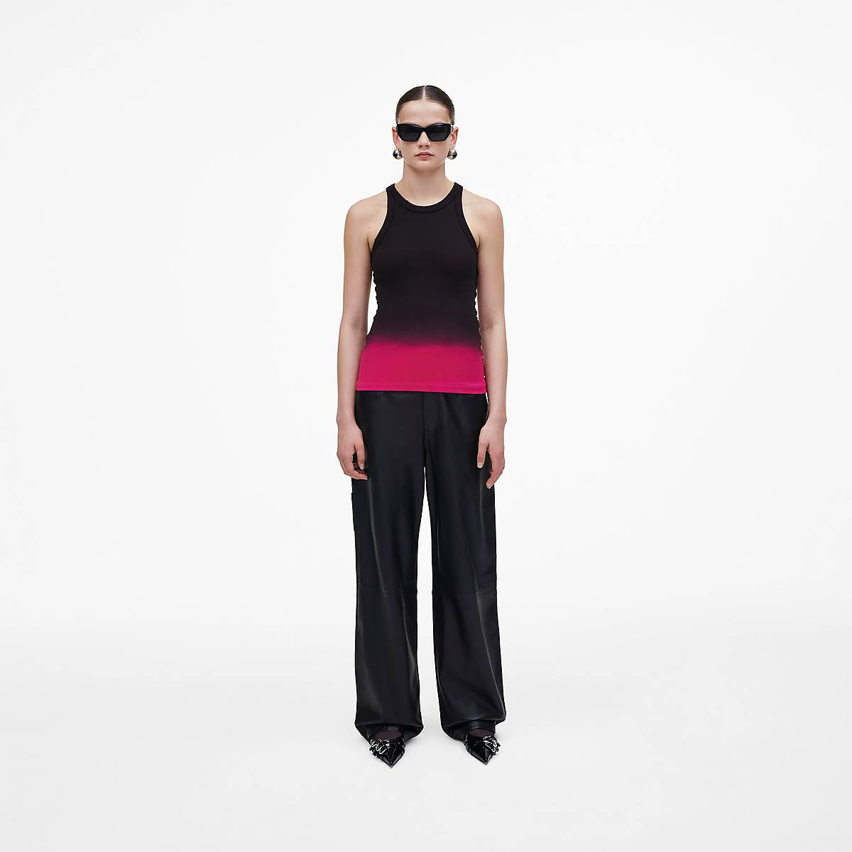 Women Marc Jacobs Ombré Spray Rib Tanks Black / Pink | UK MJ6095-V82