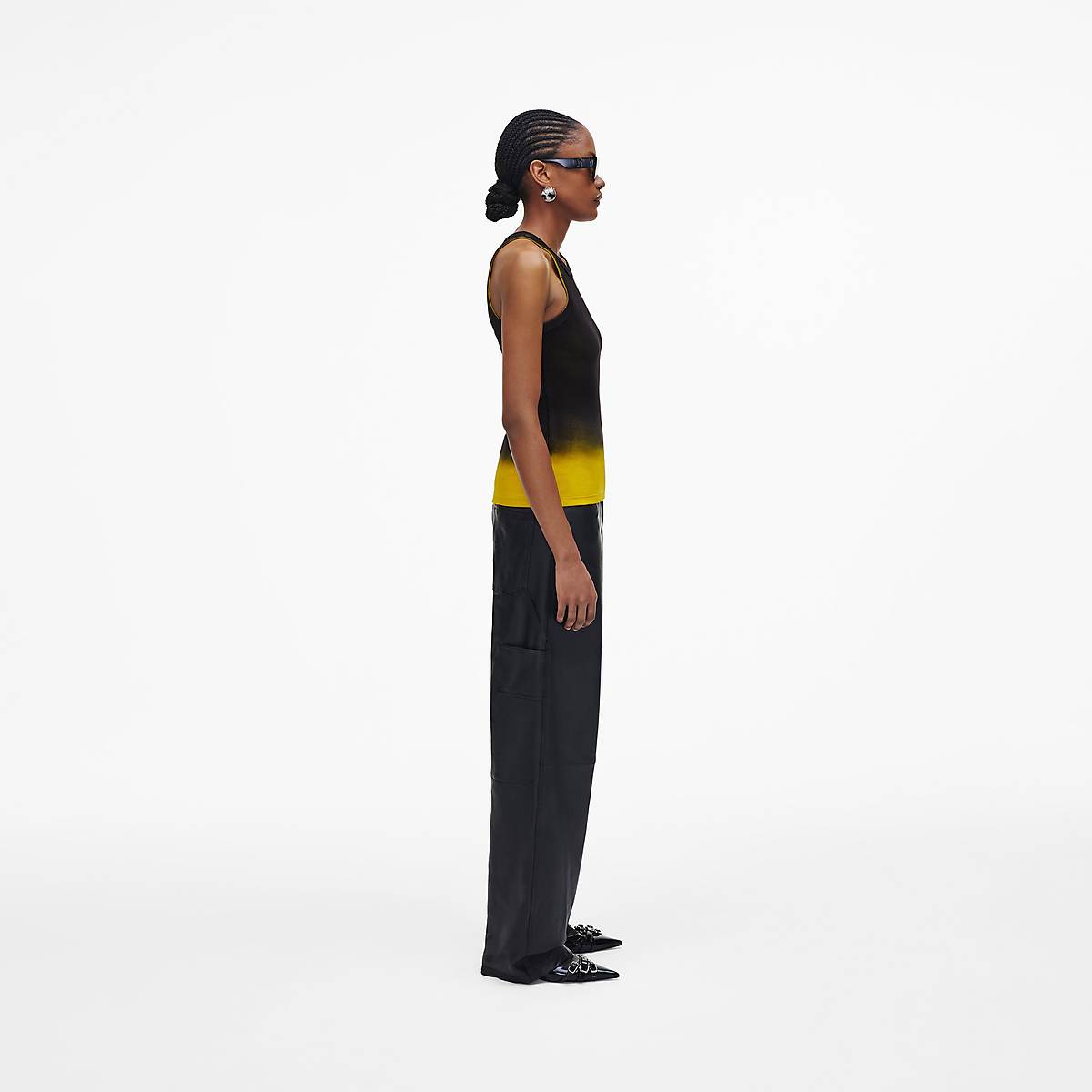 Women Marc Jacobs Ombré Spray Rib Tanks Black / Yellow | UK MJ5806-B60